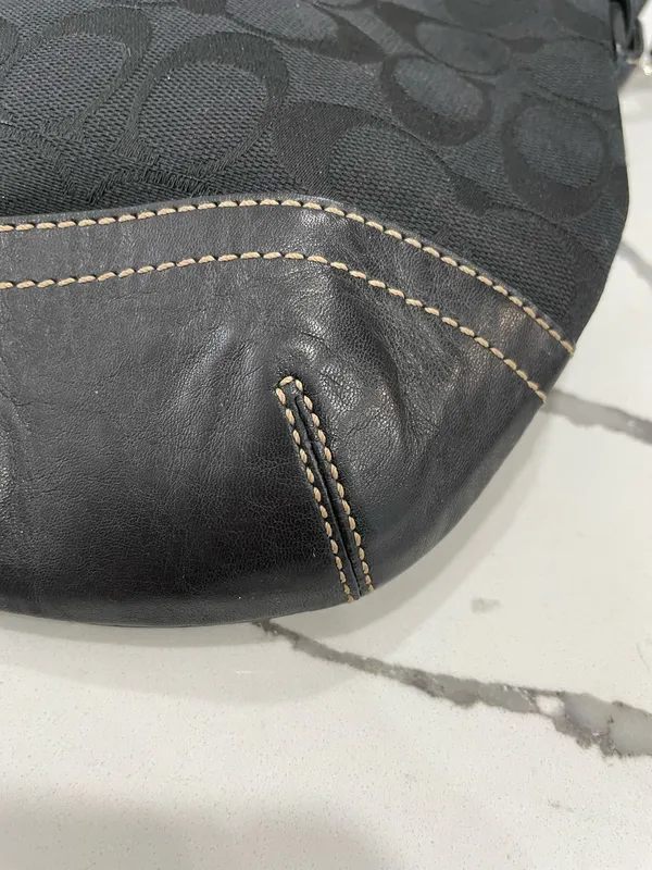 Vintage Coach Soho Signature Canvas Buckle Duffle Bag 3574 Black ORIGIN RECEIPT - Image 14