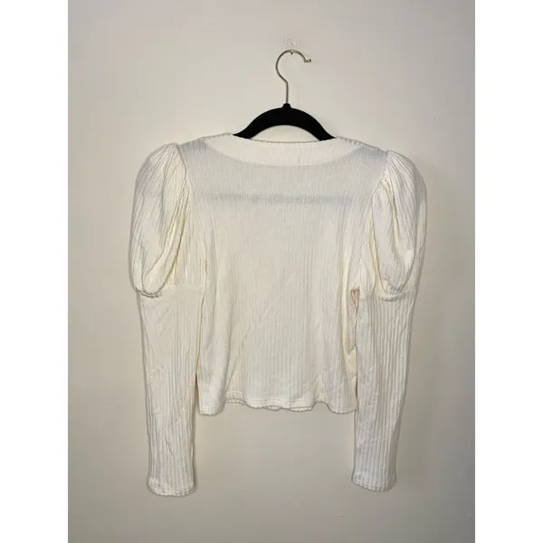 Reformation Einkorn Ribbed Puff Long Sleeve Top - Image 6