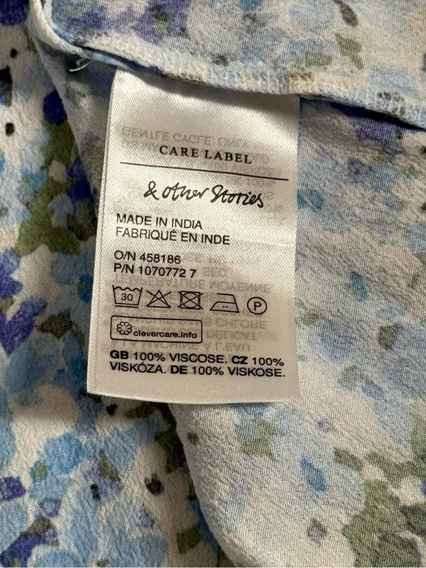 & Other Stories Light Blue Floral Midi Skirt Size 0 Cottage Coquette Flowers - Image 8