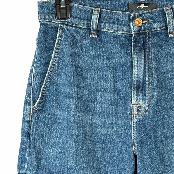 7 For All Mankind Cargo Jeans Size 27 Dark Blue Denim Logan Straight Leg Y2K - Image 3
