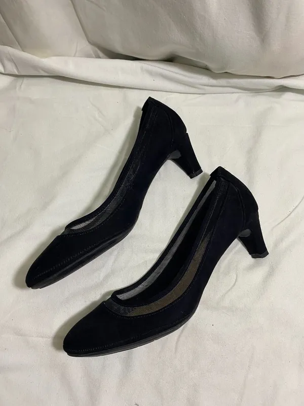 Solesenseability Black Mesh Trim Kitten Heel Pumps Women’s Size 10 Wide Comfort - Image 3