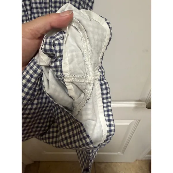 Abercrombie & Fitch Navy White Gingham Tie Front Cutout Romper XS Cotton - Image 11