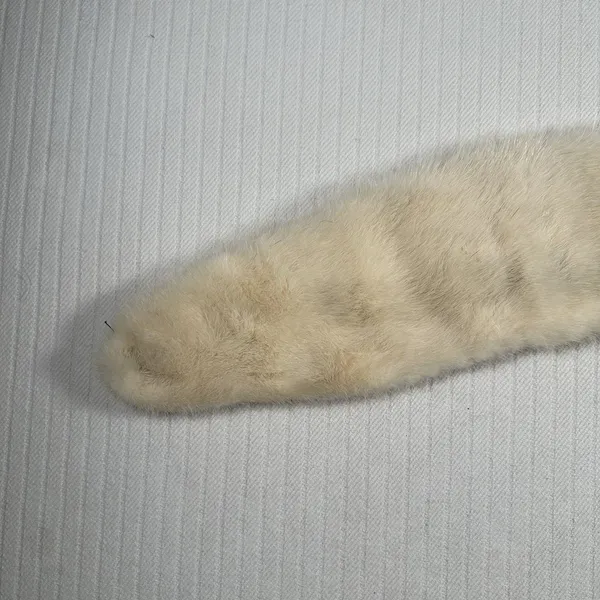 Vintage Genuine Fur Shawl Stole Wrap Cream Ivory Soft - Image 2