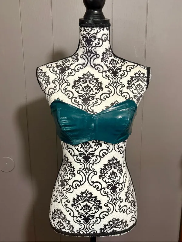 SAVAGE X FENTY Dark Green Faux Leather Bandeau Top - Image 2