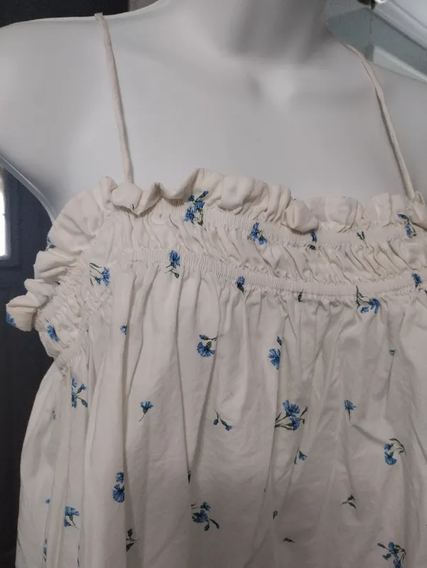 H&M Cream Dress with Light Blue Floral Print Sundress - Image 3