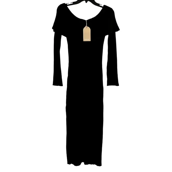 Meshki Stefania Off Shoulder Knit Midi Long Sleeve Dress Black size M New - Image 3