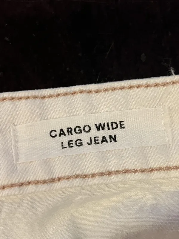 Cotton On Cargo Wide Leg Jeans Womens 10 White Light Wash Relaxed Denim - Image 11