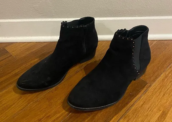 Black Suede Ankle Boots with Studs - LC Lauren Conrad Dear Women Ankle Boots - Image 3