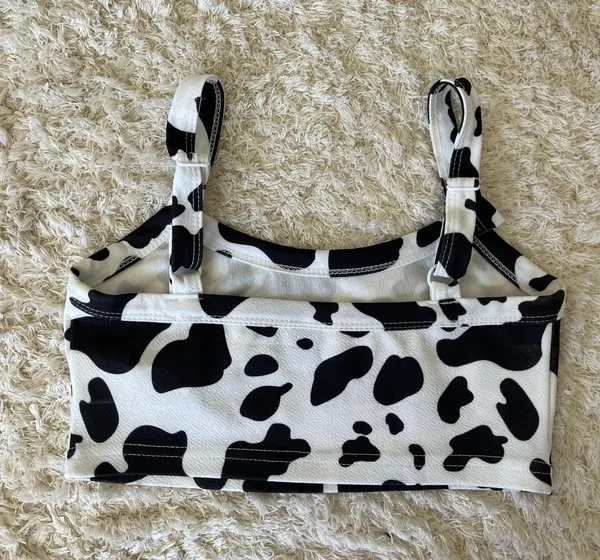SheIn Cow Print Crop Top - Image 3