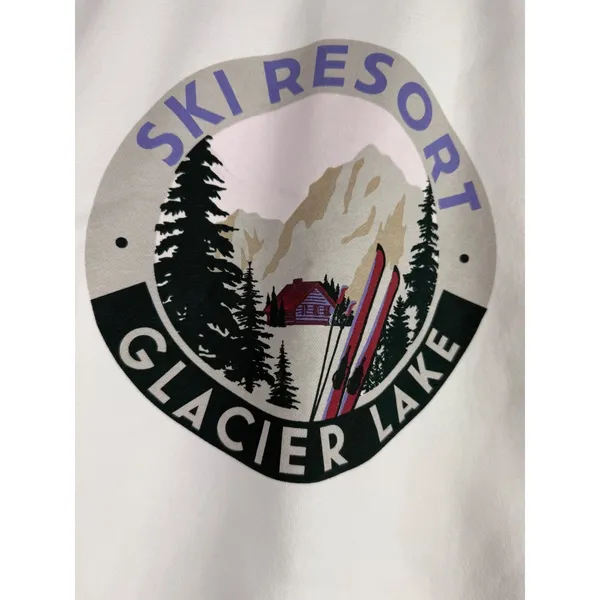 Lou & Grey Signature Soft Ski Resort Sweatshirt Cream Graphic Apres Ski NWOT Med - Image 2