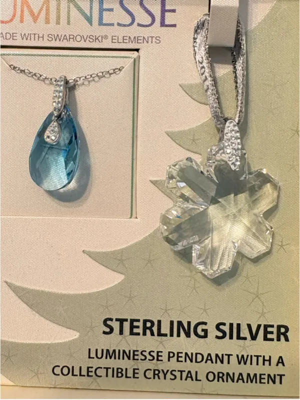 LUMINESSE Sterling Silver Necklace & Swarovski Crystal Ornament Set NIB - Image 2