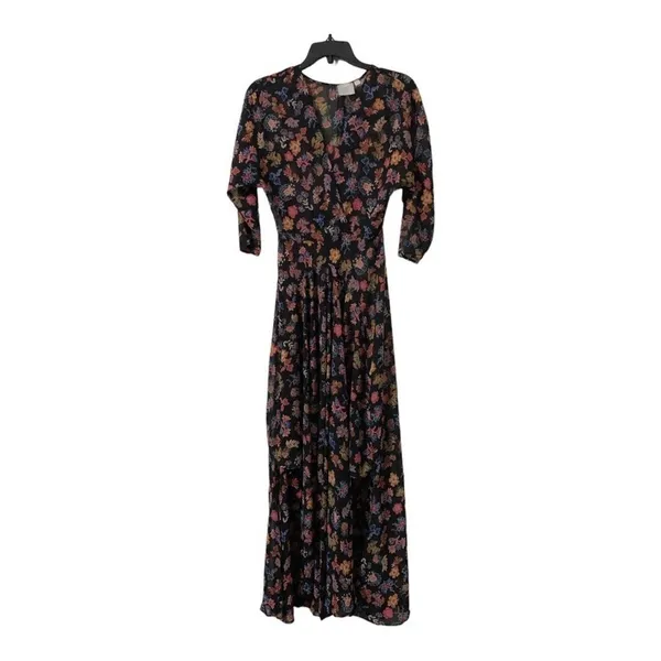 Anthropologie HD in Paris Varina Dress Black Floral Maxi Dress Size 0 - Image 3