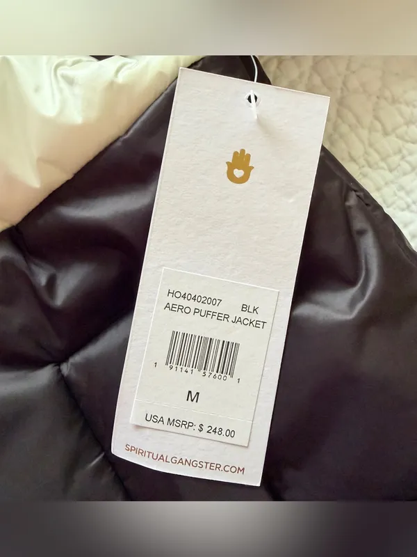 SPIRITUAL GANGSTER NWT Women’s Aero Puffer Jacket Black, Medium ($248) - Image 9