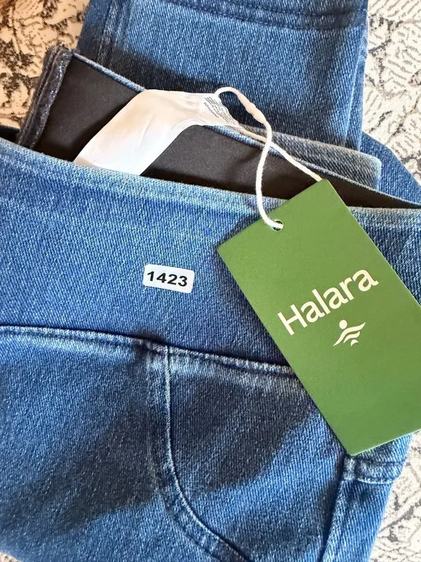 Halara m 7/8 Womens Blue Denim-Style Mid-Rise Jeggings With Stretch Waistband - Image 5