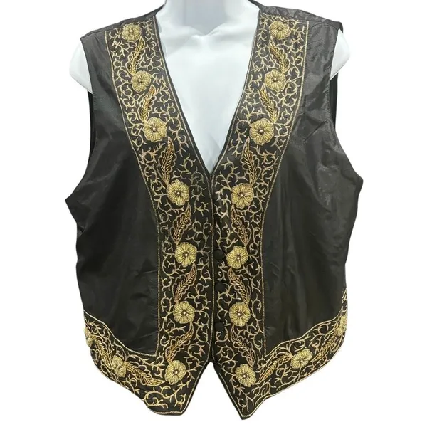 Vintage Maya Varma Silk Beaded‎ Black Vest Women's Large Impeccable Condition - Image 2