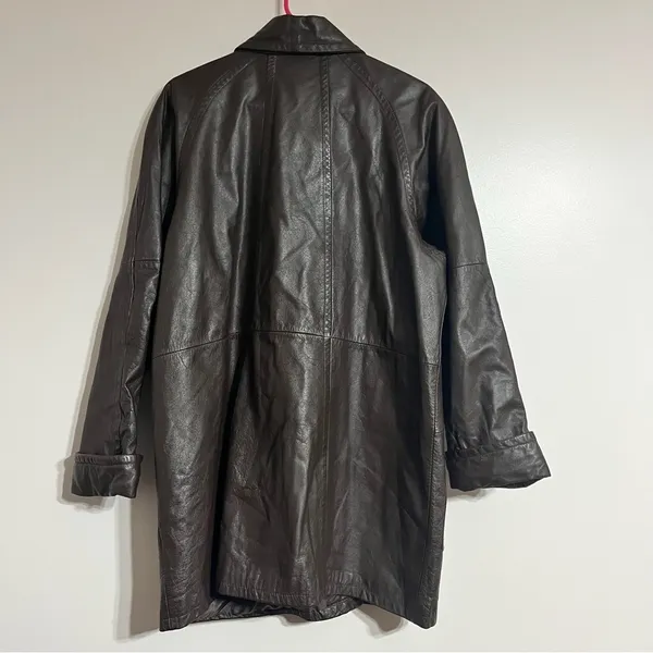 Women's Vintage Pelle New York Milano Brown Leather Jacket Coat Size‎ Large - Image 2
