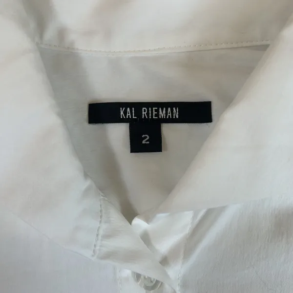 Kal Rieman Ginna Tailored Shirt Button Down Size 2 White Classic Preppy Designer - Image 2