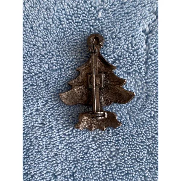 Vintage Pewter Christmas Tree Pin Brooch - Image 2