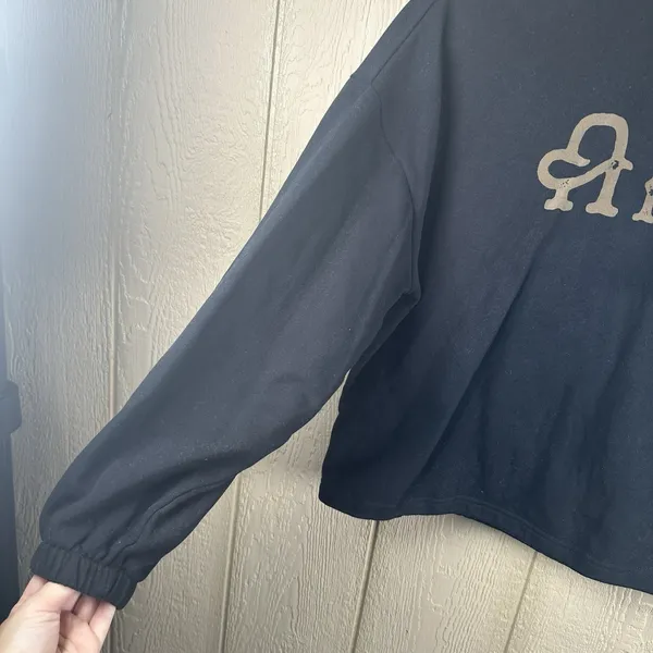 Ariat Essential Hoodie Womens Sz XXL Black W/Brown Logo Cropped Boxy Sweatshirt - Image 3