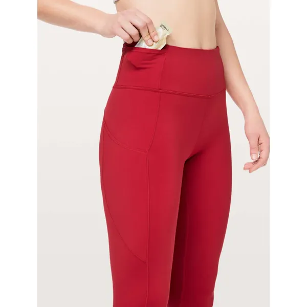Lululemon Fast and Free 7/8 Leggings Pants Pockets Running Dark Red Womens 16 - Image 6