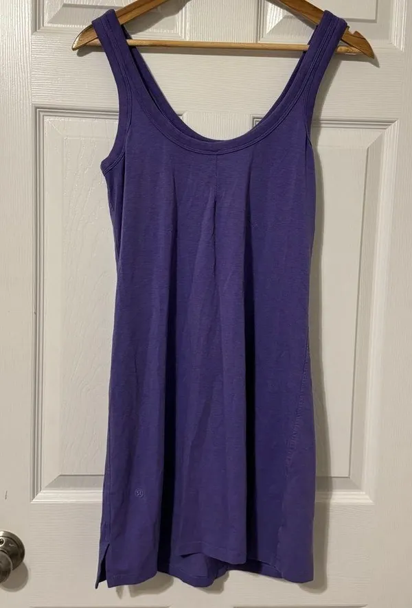 Lululemon Classic Fit Cotton Blend Scoop Dress Size 4 Purple Linen Tank Shirt - Image 6