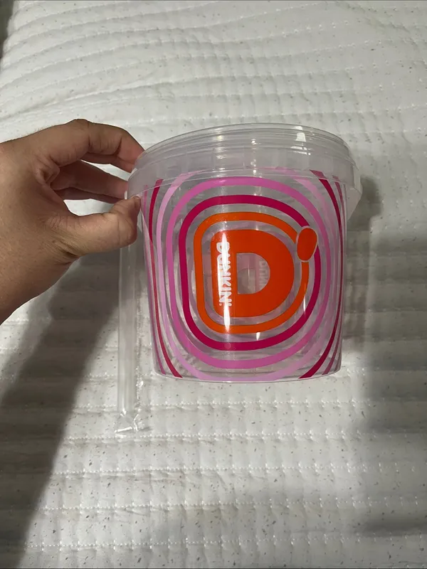 Dunkin' Branded Clear Tumbler with Pink and Orange Swirl - Image 3