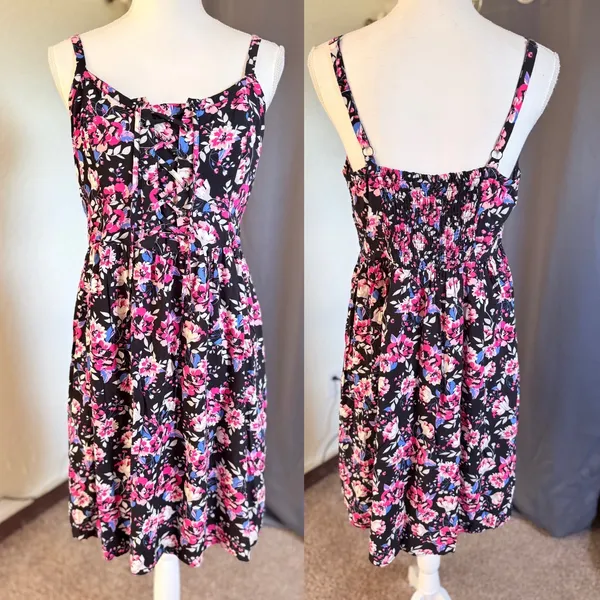 Torrid Dark Coquette Floral Corset Lace Up Smocked Sundress Plus Size 1 - Image 7