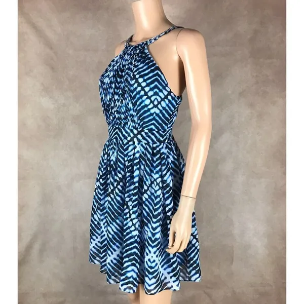 Calvin Klein Blue Printed Halter Fit & Flare Dress NWT 4P - Image 10