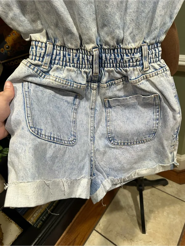 ZARA Light Blue Acid‑Wash Denim Romper – Size XS (Fits Small) - Image 12