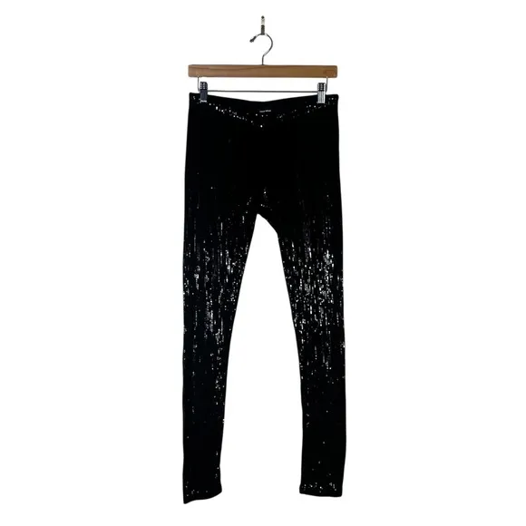 Tally Weijl Sequin Skinny Pants‎ Womens 10 Black Stretch Clubwear Y2K Glam - Image 2