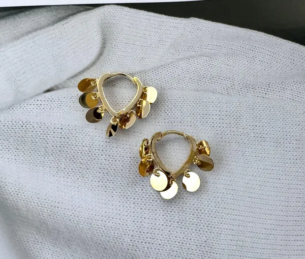 Metal Sequin Gold Hoop Earrings for Women - Image 2