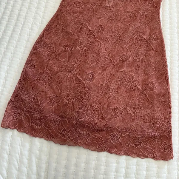 Victoria’s Secret Dusty Rose Nightie Sz S Small See Through Lace Slip Lingerie - Image 12