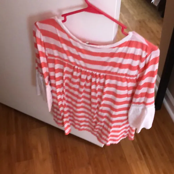 Crown and ivy xl orange and white 3/4 sleeve women’s top - Image 5