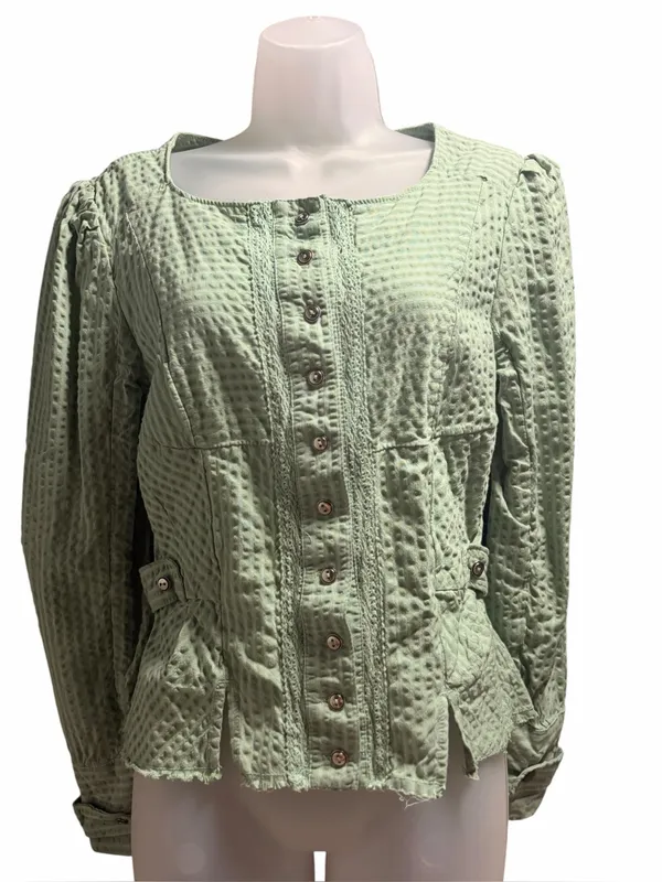Free People Long Sleeve Darcy Jacket Size Small Maine Green - Image 6