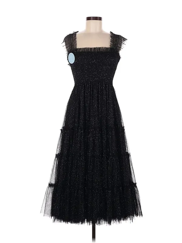 NWT Hill House Collector's Ellie Nap in Black Glitter Tulle Smocked Midi Dress M - Image 7