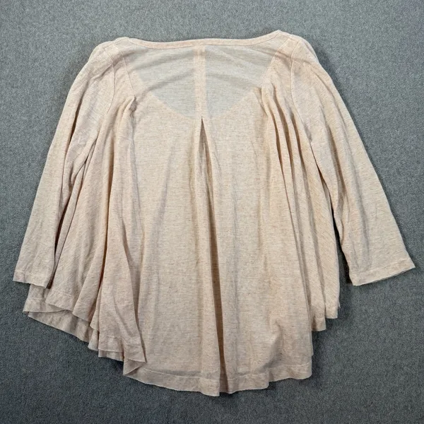 We The Free Free People Women's Medium Peach High Low Pleated 3/4 Sleeve Top - Image 8