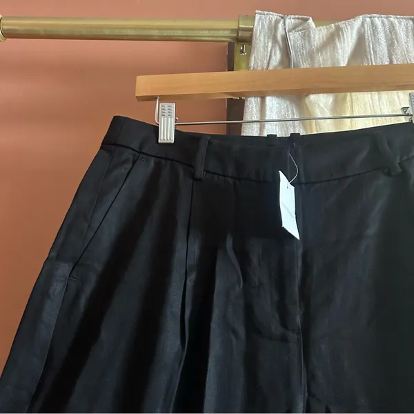 J. Crew Wide-leg Pleated Twill Trouser Dress Pants Career Black Minimalist NWT 6 - Image 4