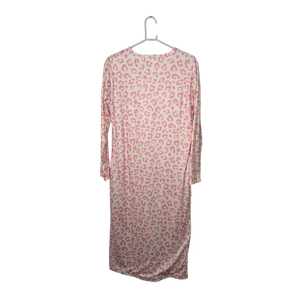 Sweet Modesty Pink Leopard Long Sleeve Nightgown Size L - Image 2