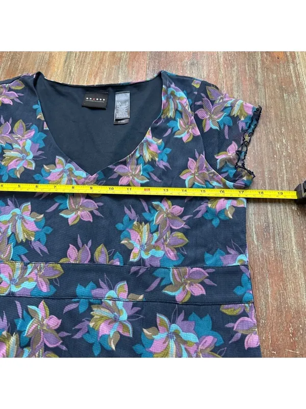Axcess Liz Claiborne Y2K Floral Mesh Short Sleeve Tee Large - Image 8