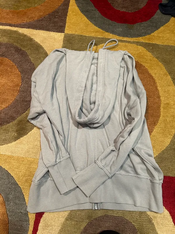 Aerie Zip Up Hoodie Oversized Sweatshirt Dusky Blue Size Medium - Image 3