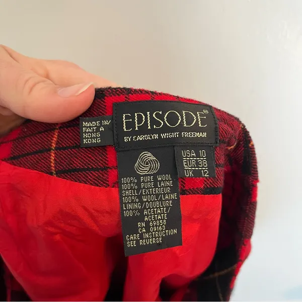 Vintage Episode Red and Black Plaid Wrap mini Skirt 10 tartan holiday wool - Image 7