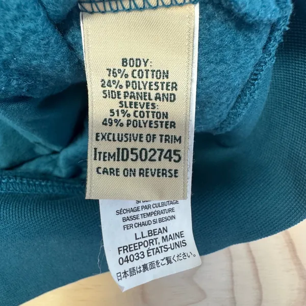 L.L. Bean Womens Quilted Quarter-Zip Pullover Teal Blue Fleece Sweatshirt 502745 - Image 7