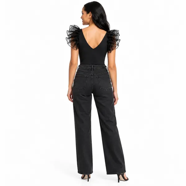Zara Bodysuit Top Medium Black Fairy Balletcore Dark Romantic Whimsigoth Blouse - Image 2