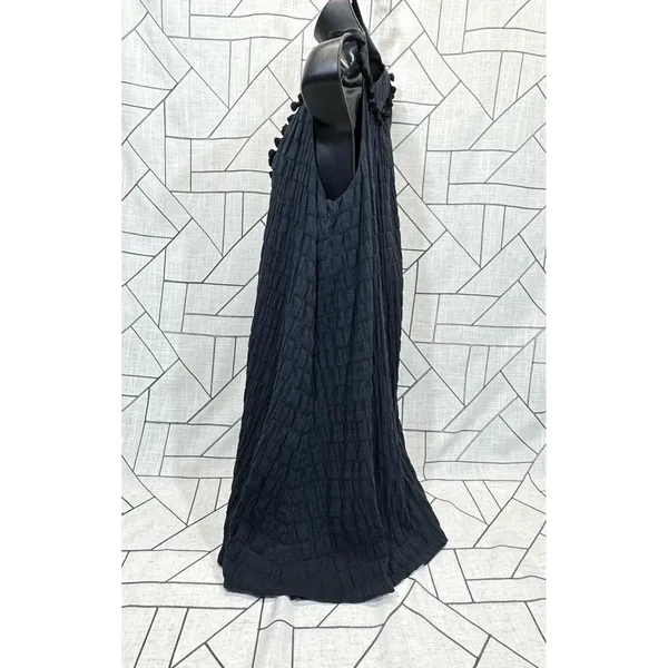 Vineyard Vines Smocked Ruffle Textured‎ Sleeveless Dress Black Womens Size Small - Image 4