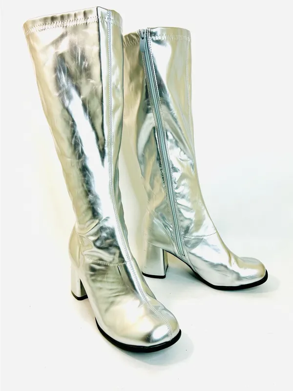 Rubies Women’s Costume Silver Patent GoGo Boots Silver Polyurethane size 10 - Image 5