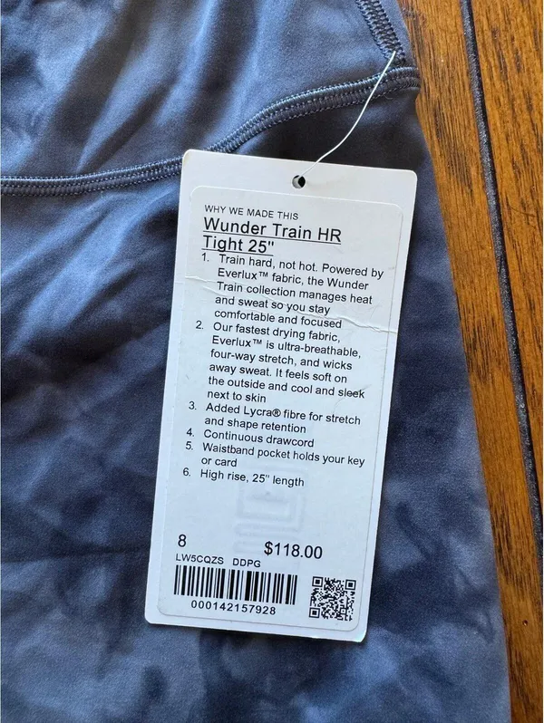 Lululemon Wunder Train High Rise 25” Diamond Dye Grey Size 8 NWT - Image 4