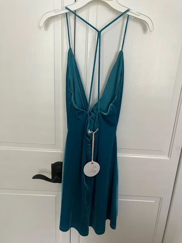 Revolve More To Come Blue Velvet Dress - Image 4