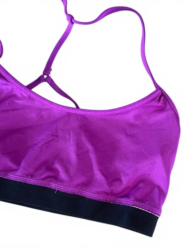 Alo Yoga racerback Spark sports bra featuring a purple abstract print - Image 8