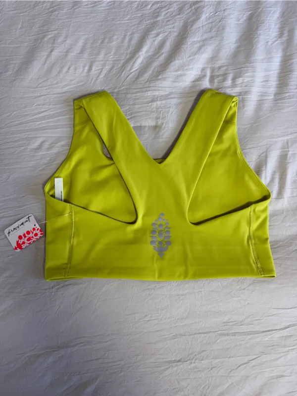 Free People Neon Yellow Racerback Sports Bra - Image 5
