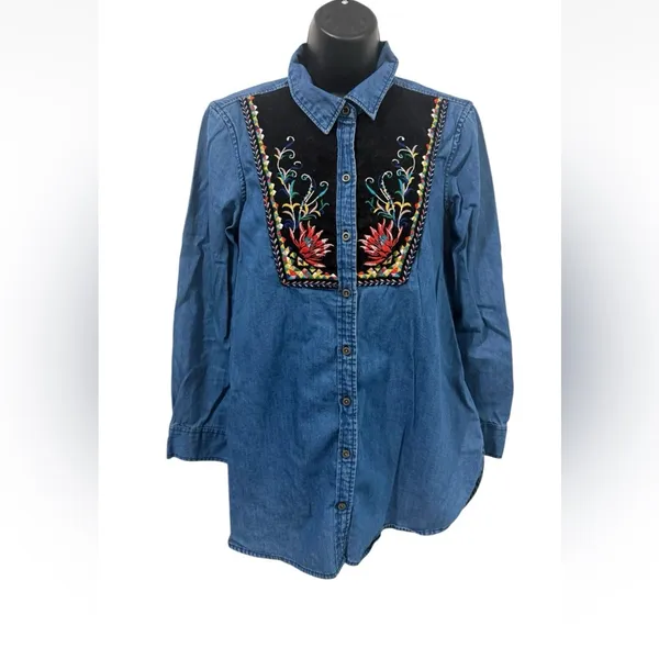 Holding Horses Embroidered Western Button Up Shirt Womens Size 6 Boho Cowgirl - Image 3